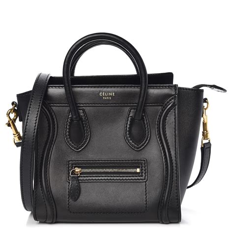 CELINE Pebbled Calfskin Nano Luggage Black 